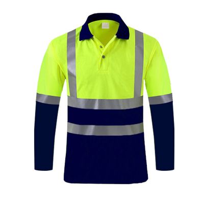 xoxingysm Mens High Visibility Safety Sweatshirt Solid Color Reflective Button Up Pullover Hi Vis Lapel Polo Workwear Top