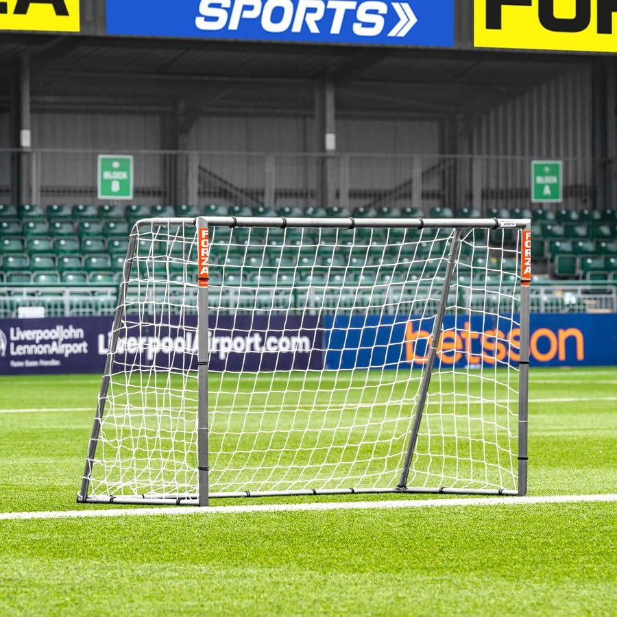 FORZA Steel42 Soccer Goals | Ultra Tough Steel Goal [6 Sizes] | Regulation Size, Weather-Resistant, Portable with Ground Stakes & Optional Rebound Kit (Goal Only, 6ft x 4ft)