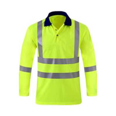 xoxingysm Mens High Visibility Safety Sweatshirt Solid Color Reflective Button Up Pullover Hi Vis Lapel Polo Workwear Top Yellow