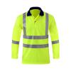xoxingysm Mens High Visibility Safety Sweatshirt Solid Color Reflective Button Up Pullover Hi Vis Lapel Polo Workwear Top Yellow view 1