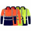 xoxingysm Mens High Visibility Safety Sweatshirt Solid Color Reflective Button Up Pullover Hi Vis Lapel Polo Workwear Top Yellow view 4