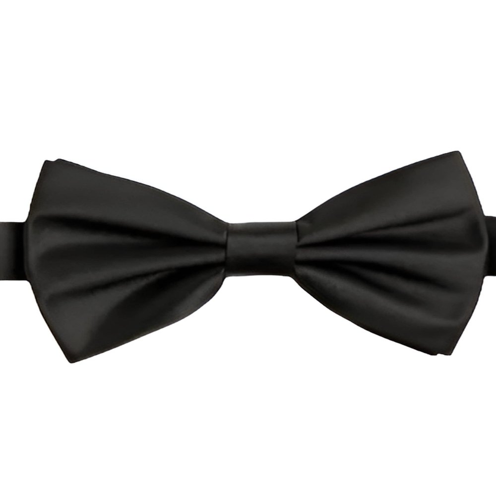 ZEYMINER Men Satin Bow Tie,Formal Tuxedo Suit Bowtie,Easy To Wear Necktie,Wedding Bow Tie,Children & Adults Adjustable Bowtie (Black, M-(kids,schoolers,teens))