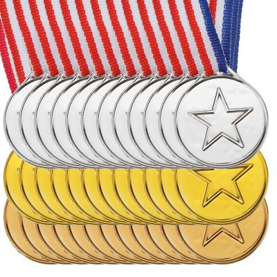 PATIKIL 1.5" Mini Gold Silver Bronze Award Medals, 36 Pack Plastic Winner Medals 1st/2nd/3rd Place Prizes with Ribbon for Games Sports Competitions Party