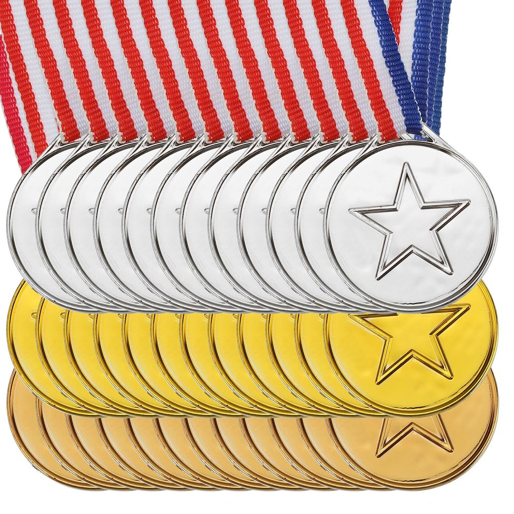 PATIKIL 1.5" Mini Gold Silver Bronze Award Medals, 36 Pack Plastic Winner Medals 1st/2nd/3rd Place Prizes with Ribbon for Games Sports Competitions Party