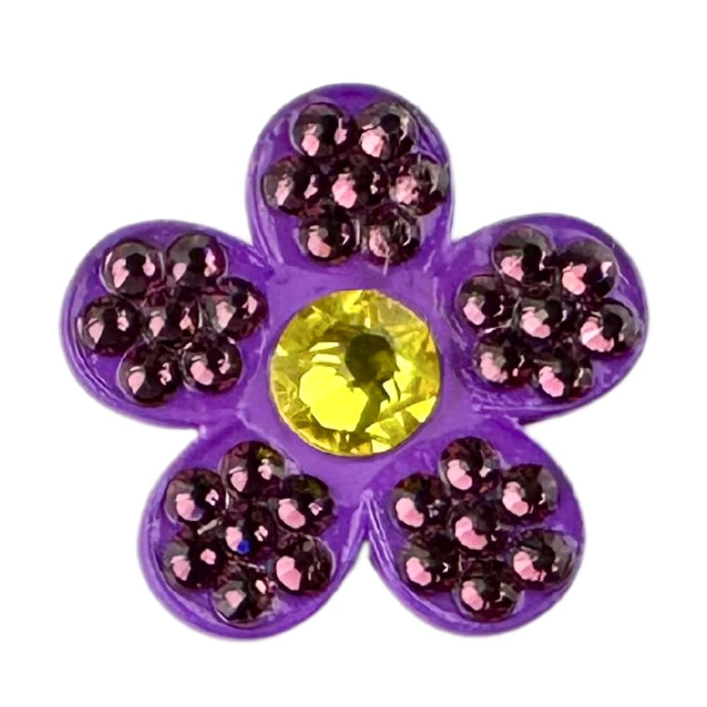 Bonjoc Premium Crystal Golf Ball Marker with Magnetic Hat Clip Flower (Lavender - Purple/Yellow) | Perfect Golf Accessories, Golf Gift, and Golf Giveaway for Men Women with add-ons Available!