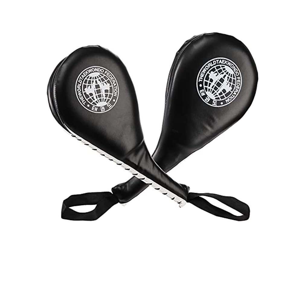 SaditY 2 Pcs Taekwondo Double Kick Pad,Kicking Target Striking Pad for Kickboxing Training,Martial Arts Equipment Sporting Goods Paddle (Black)