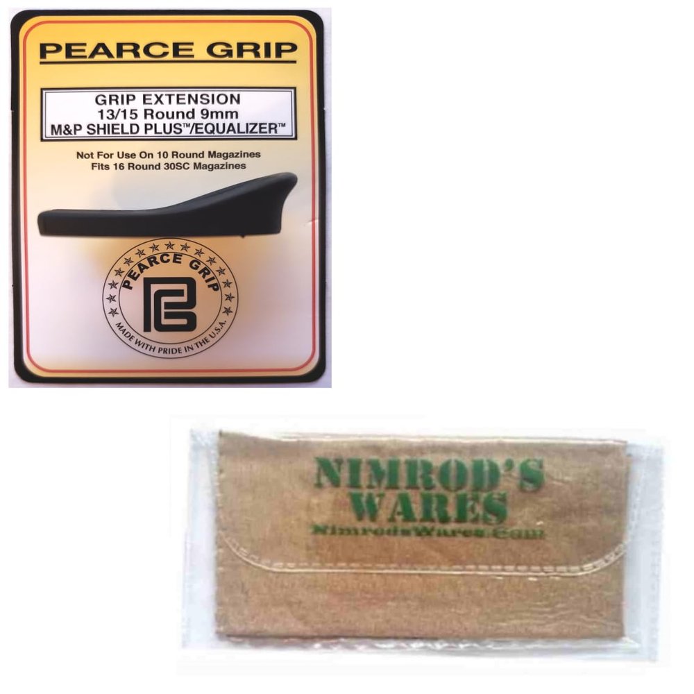 Nimrod's Wares Pearce Grip Extension Compatible with S&W Equalizer 9mm 13/15 Rd PG-SP13 Bundle with Microfiber Cloth (1)