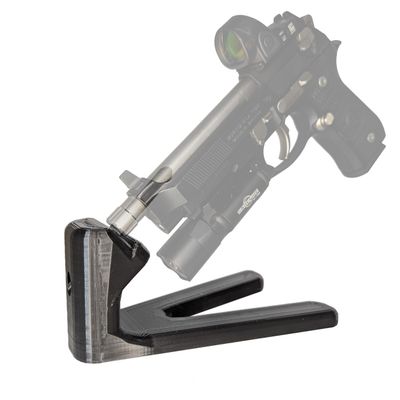 Hammy3DPrints Universal Pistol/Handgun Stand - Multiple Caliber Compatible | Tabletop Holder Storage (Straight Base, Light Brown, 9mm/.357/.38/.380)