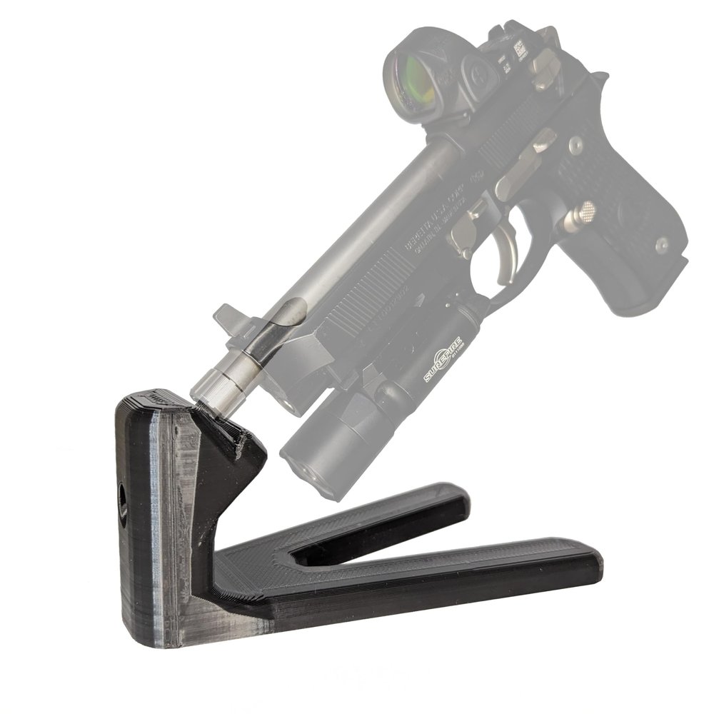 Hammy3DPrints Universal Pistol/Handgun Stand - Multiple Caliber Compatible | Tabletop Holder Storage (Straight Base, Light Brown, 9mm/.357/.38/.380)