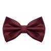 ZEYMINER Men Satin Bow Tie,Formal Tuxedo Suit Bowtie,Easy To Wear Necktie,Wedding Bow Tie,Children & Adults Adjustable Bowtie (Burgundy, L-(adults,full age)) view 1