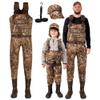 DaddyGoFish Neoprene Chest Waders for Kids and Adults, BootFoot, Fishing & Hunting with a Camouflage Caps, and a Wader Hanger view 1