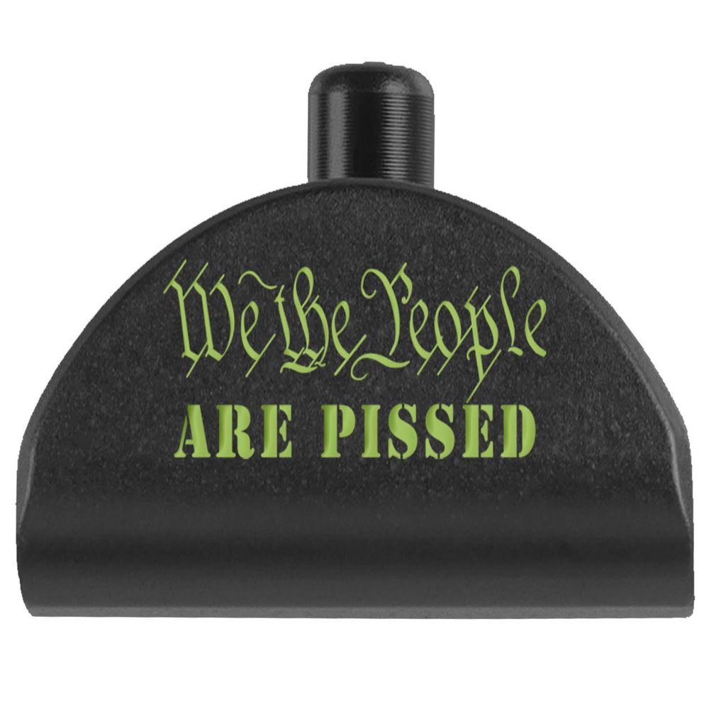 NDZ Performance Aluminum Grip Plug for Glock Gen 1-3 17 19 20 21 22 23 24 31 32 34 & 35 9mm .40 .357 Sig 10mm .45 ACP Gap, Green Trending Color Filled Engravings - We The People are Pissed