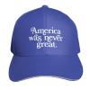 America was Never Great Hat Blue Brim Curved Baseball Cap Trendy Trucke Hat for Men Women view 1
