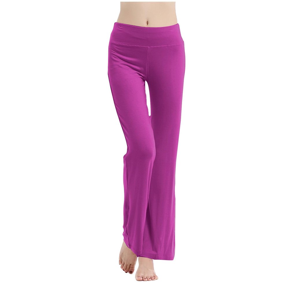 NATHGAM Wide Leg Yoga Pants for Women High Waist Stretchy Flare Leggings Soft Yoga Pants Ladies Gym Workout Sweatpant Legging Purple