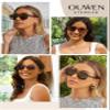 OUWEN Retro Square Aviator Orange Lens Sunglasses Mens Womens, Amber Night Vision Black And Gold OW2239H view 2