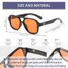 OUWEN Retro Square Aviator Orange Lens Sunglasses Mens Womens, Amber Night Vision Black And Gold OW2239H view 4