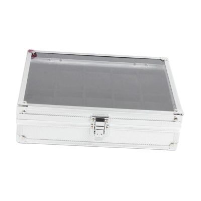 Vaveren 12 Girds Watch Box Aluminum Alloy with Lid Jewelry Display Case Watches Organizer Watch Storage Case for Home Office Shop