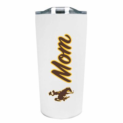 Campus Colors NCAA Stainless Steel Travel Tumbler for Mom - 18 oz - Double Walled Insulated Drinkware (Wyoming Cowboys - White)