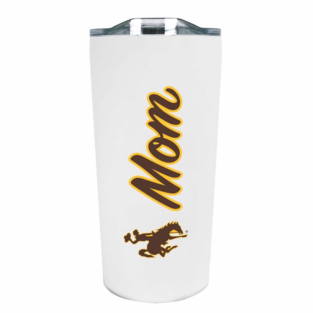 Campus Colors NCAA Stainless Steel Travel Tumbler for Mom - 18 oz - Double Walled Insulated Drinkware (Wyoming Cowboys - White)
