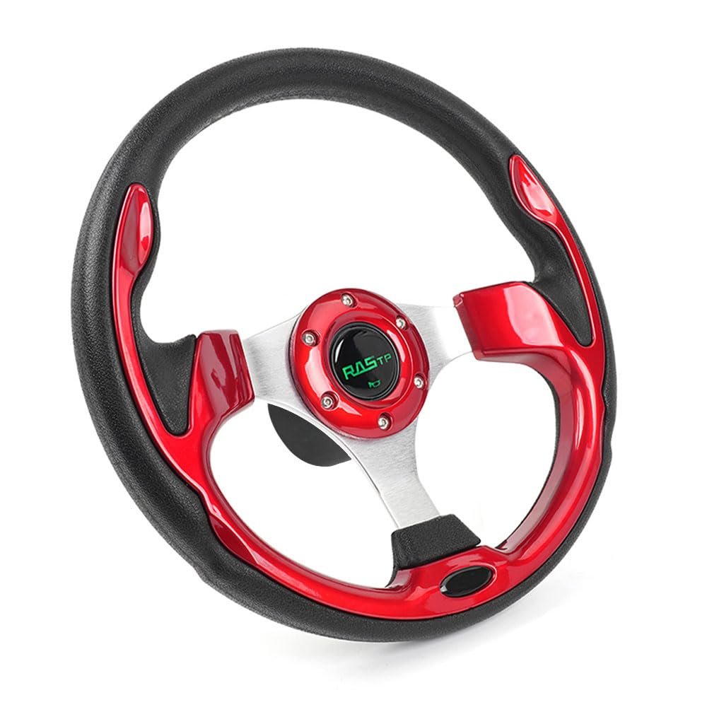 RASTP 12.6 Inch Boat Steering Wheel with 3/4 Axle Marine Steering Wheel Adapter for Most Marine boats,Vessels,Yachts,Pontoons Boat, Red