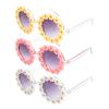 Topbuti Girls Round Daisy Flower Sunglasses Flower Shaped Cute Glasses UV 400 Protection Outdoor Beach Eyewear Girl Boy Gifts (3, White Pink Yellow) view 1