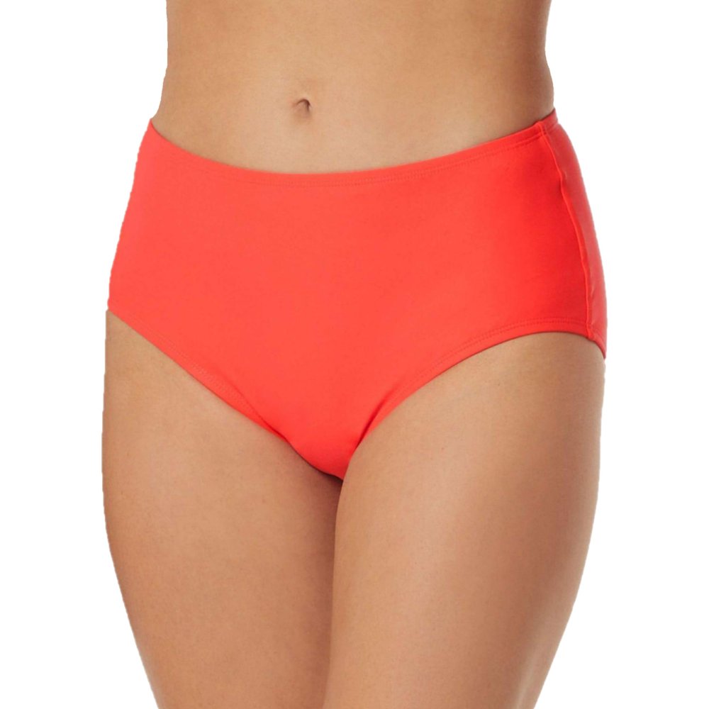 Beach House Chloe High Waisted Bikini Bottom - Modest Full Coverage Swim Bottom - Red Sunset, 12