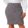 Allegra K Pencil Tweed Skirt for Women's Winter Classic Skirts Medium Burgundy view 1