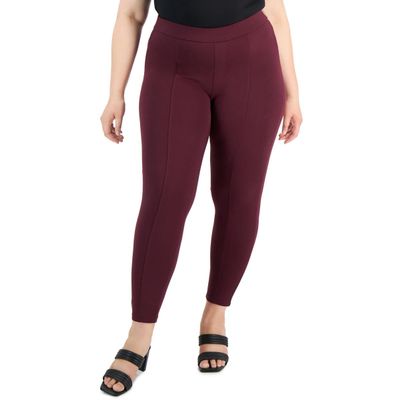 Style & Co. Womens Plus Pencil Ponte Skinny Pants Purple 0X