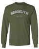 0566. Brooklyn New York NYC Cool Hipster Street wear Men's Long Sleeve t Shirt (Olive, Small) view 1