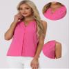 Allegra K Sleeveless Work Top for Women's Elegant Pleated V Neck Blouse Shirt Tank Top Large Hot Pink view 2