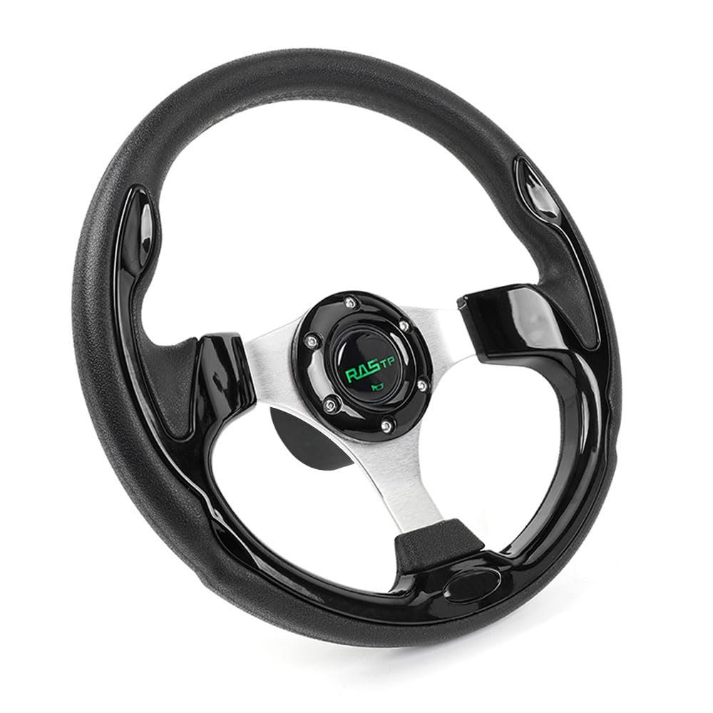 RASTP 12.6 Inch Boat Steering Wheel with 3/4 Axle Marine Steering Wheel Adapter for Most Marine boats,Vessels,Yachts,Pontoons Boat, Black