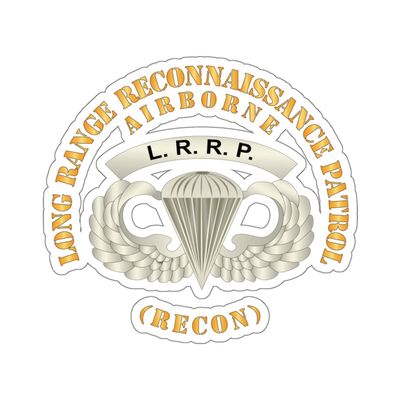 Kiss-Cut Stickers - SOF - Airborne Badge - LRRP X 300 (4"x4", White)