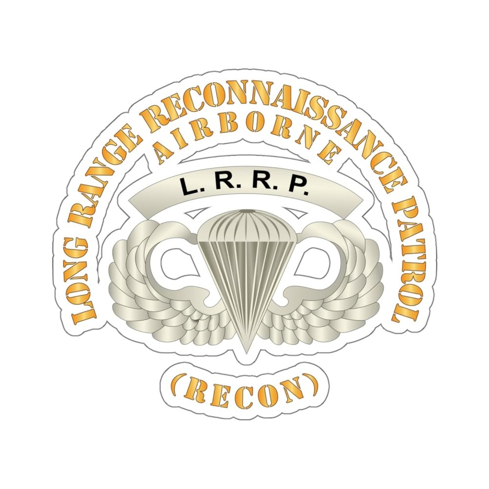 Kiss-Cut Stickers - SOF - Airborne Badge - LRRP X 300 (4"x4", White)