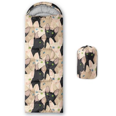 Axolotl Kawaii Cats Hiking Sleeping Bag for Kids Boys GirlsLightweight Warm Cold Weather Hike More Worry Less Sleeping Bag for Traveling,Waterproof Portable Sleeping Bag for Camping Outdoor Indoor