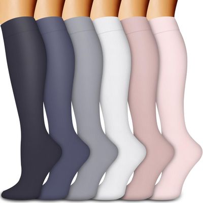 Compression Socks for Women & Men Circulation (6 Pairs) 15-20 mmHg is Best Support for Athletic Running,Nurse