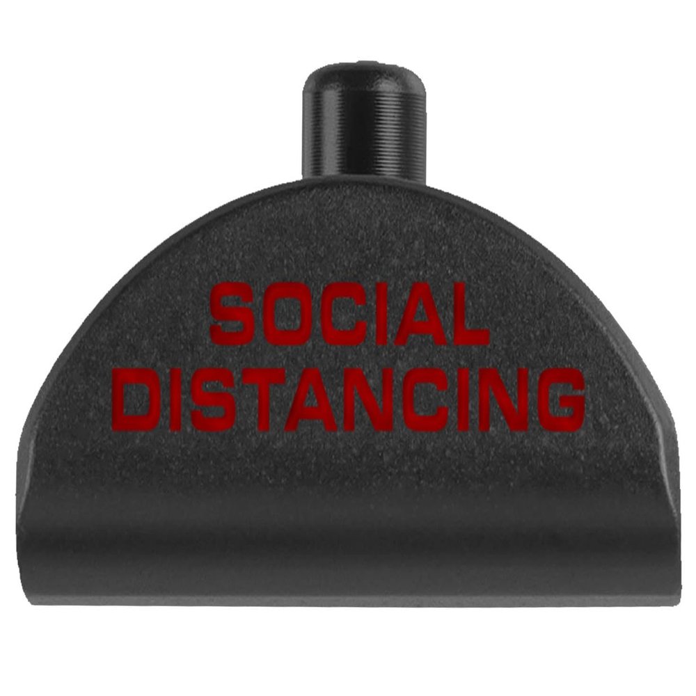 NDZ Performance Aluminum Grip Plug for Glock Gen 1-3 17 19 20 21 22 23 24 31 32 34 & 35 9mm .40 .357 Sig 10mm .45 ACP Gap, Red Trending Color Filled Engravings - Social Distancing