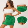 Allegra K Halloween Velvet Skirt for Women's Party Bodycon Ruched Mini Skirts Large Green view 2