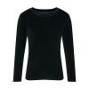 Women Casual Long Sleeve Shirts Crewneck Pullover Velvet Basic Tops Ladies Vintage Slim Dressy Comfortable Blouse Tunic Black view 4