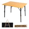 KingCamp Bamboo Folding Table, 4-Fold Camping Adjustable Height Portable Outdoor Lightweight & Compact Table with Aluminum Frame for RV Picnic BBQ Tailgating view 1