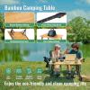 KingCamp Bamboo Folding Table, 4-Fold Camping Adjustable Height Portable Outdoor Lightweight & Compact Table with Aluminum Frame for RV Picnic BBQ Tailgating view 4