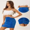 Allegra K Halloween Velvet Skirt for Women's Party Bodycon Ruched Mini Skirts X-Small Royal Blue view 2