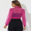 Allegra K Mesh Crop Jacket for Women's Party Club Lightweight Long Sleeve Bomber Sheer Jacket X-Small Hot Pink view 2