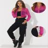 Allegra K Mesh Crop Jacket for Women's Party Club Lightweight Long Sleeve Bomber Sheer Jacket X-Small Hot Pink view 4