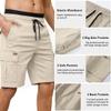 Dokotoo Men Mens Hiking Pants Linen Casual Relaxed Fit Stretch 7 inch Jean Drawstring Denim Knee Length Beach Hiking Cargo Shorts Light Brown 38 view 3