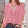 Womens Long Sleeve Velvet Tops Casual Pullover V Neck Shirts Elegant Ladies Dressy Blouse Pullover Button Down Tunic view 2