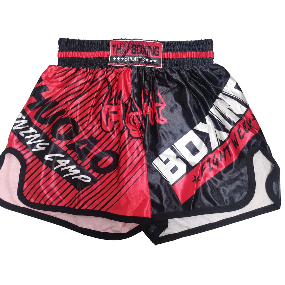 TAIKMD Muay Thai Shorts for Children Traditional MMA Gym Kickboxing Boxing Training Active Shorts (US, Alpha, Small, Regular, Red&Black)