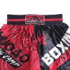 TAIKMD Muay Thai Shorts for Children Traditional MMA Gym Kickboxing Boxing Training Active Shorts (US, Alpha, Small, Regular, Red&Black) view 3