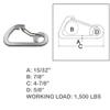 DBMIMPORTERS 15/32" Harness Clip Spring Gate Snap Hook Carabiner Hook Stainless Steel T316 view 2