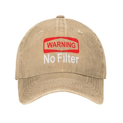 Warning No Filters Classic Baseball Cap Wash Retro Cotton Cowboy Trucker Hat Natural