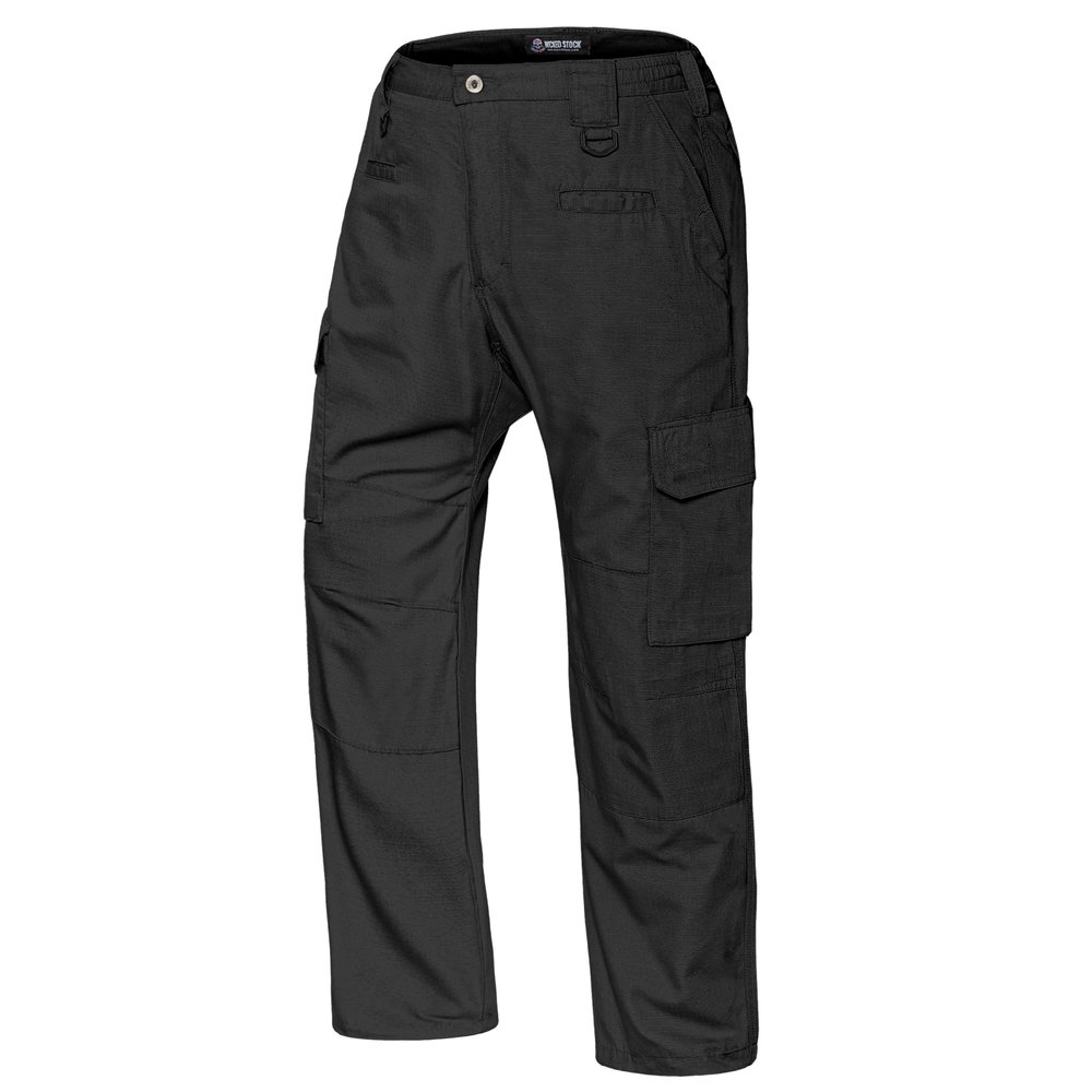WICKED STOCK Ripstop Men's Operator Cargo Tactical Pants, Elastic Waist, Water Resistant Cargo Pants, Durable, Work Pants Men Black
